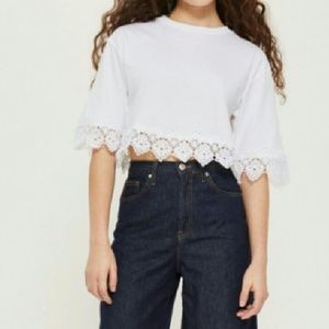 TopShop White Lace Crop Top sz US 10 NWT